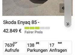 Weiß Gebraucht 2024 Skoda Enyaq iV SUV | 43.500 € (Superpreis)