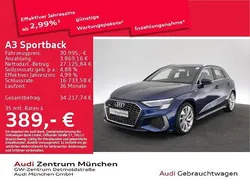 Blau Gebraucht 2022 Audi A3 Sportback S-Line Limousine | 29.996 € (Guter Preis)