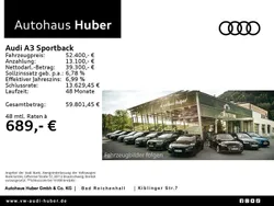 Schwarz Gebraucht 2025 Audi A3 Sportback S-Line Limousine | 52.400 €