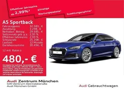 Navarrablau metallic Gebraucht 2021 Audi A5 Sportback Ambiente Limousine | 32.514 € (Fairer Preis)