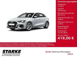 Gletscherweiß metallic Gebraucht 2023 Audi A3 Sportback S-Line Limousine | 30.490 € (Fairer Preis)