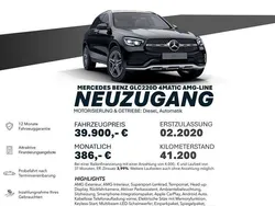 Schwarz Gebraucht 2020 Mercedes GLC220 AMG line SUV | 39.900 € (Fairer Preis)