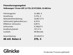 Pure white Gebraucht 2024 VW T-Cross Life SUV | 21.480 € (Fairer Preis)