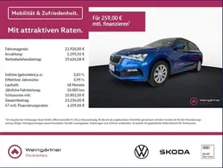 Blau (raceblau metallic) met. blau (raceblau metallic) met. Gebraucht 2023 Skoda Scala Ambition Kleinwagen | 21.920 € (Guter Preis)