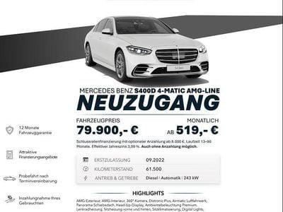 Usata Mercedes S400 AMG line 330 CV (242 kW) 2022 Bianco Berlina