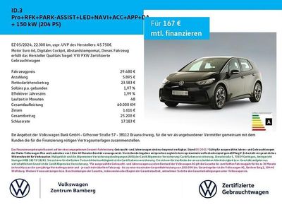 Gebraucht VW ID.3 Pro 150 kW (204 PS) 2024 Schwarz Kleinwagen