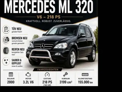 Gebraucht Mercedes ML320 218 PS (160 kW) 2000 Schwarz SUV