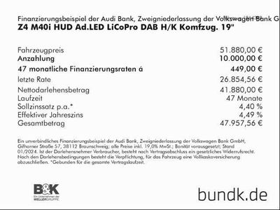 gebraucht BMW Z4 M Z4 M40i HUD Ad.LED LiCoPro DAB H/K Komfzug. 19'' Sportpaket Bluetooth Navi Volll