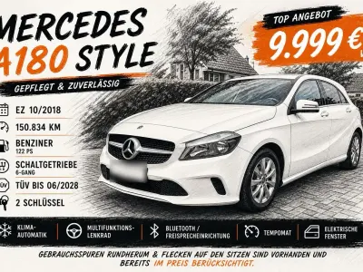 Gebraucht Mercedes A180 Style 122 PS (89 kW) 2018 Weiß Kleinwagen