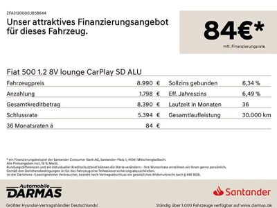 gebraucht Fiat 500 1.2 8V lounge CarPlay SD ALU