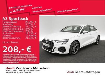 Ibisweiß Gebraucht 2022 Audi A3 Sportback e-tron Design Kleinwagen | 30.881 €