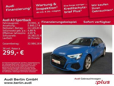 Gebraucht Audi A3 Sportback e-tron S-Line 245 PS (180 kW) 2022 Turboblau Kleinwagen