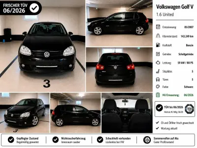 Gebraucht VW Golf VI United 102 PS (75 kW) 2008 Schwarz Kleinwagen