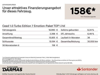 gebraucht Kia Ceed Ceed / cee'd1.0 Turbo Edition 7 Emotion-Paket TOP 1.Hd