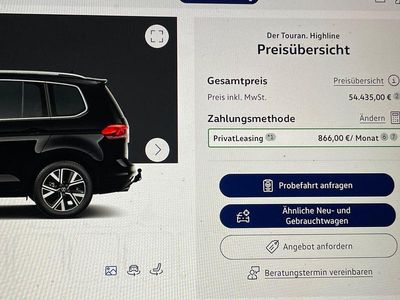 Gebraucht VW Touran Highline 150 PS (110 kW) 2023 Schwarz Van / Kleinbus