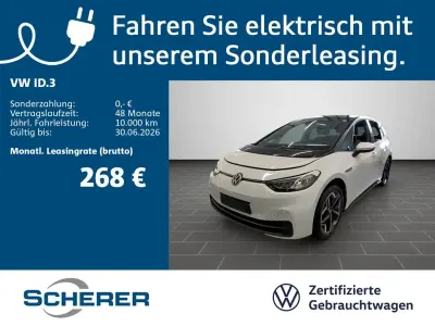Gebraucht VW ID.3 Pure 110 kW (150 PS) 2021 Gletscherweiß metallic schwarz Kleinwagen