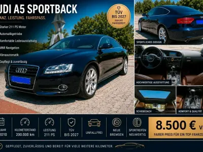 Gebraucht Audi A5 Sportback 211 PS (155 kW) 2010 Blau Kleinwagen