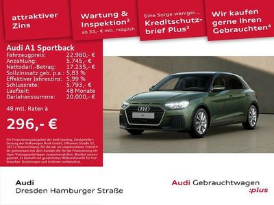 Gebraucht Audi A1 Sportback Advanced Plus 95 PS (69 kW) 2024 Distriktgrün metallic mythosschwarz metallic Kleinwagen