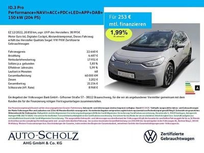 Gebraucht VW ID.3 Pro Performance 150 kW (204 PS) 2022 Grau Kleinwagen
