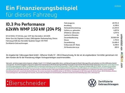 Grau Gebraucht 2022 VW ID.3 Pro Performance Kleinwagen | 20.991 € (Fairer Preis)