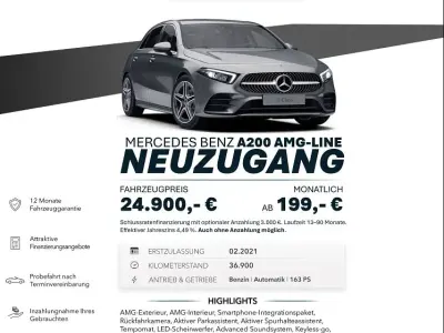 Gebraucht Mercedes A200 Advanced 163 PS (119 kW) 2021 Grau Limousine