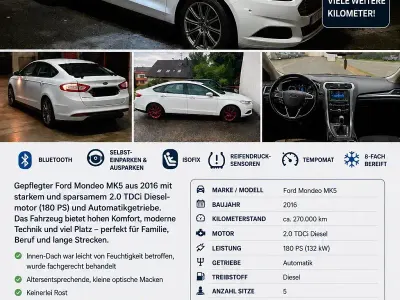 Gebraucht Ford Mondeo 180 PS (132 kW) 2016 Weiß Limousine