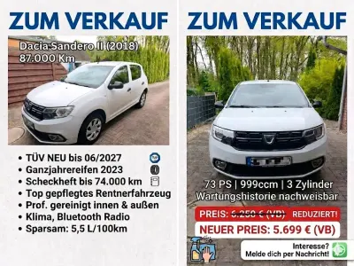 Gebraucht Dacia Sandero 73 PS (53 kW) 2018 Weiß Kleinwagen