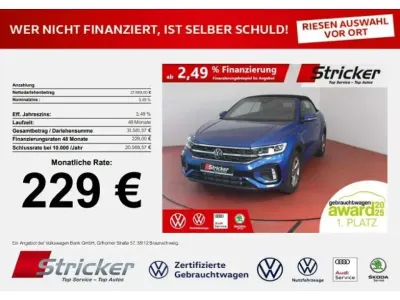 Gebraucht VW T-Roc Cabriolet R-line 150 PS (110 kW) 2025 Ravennablau metallic schwarz (metallic) Cabrio