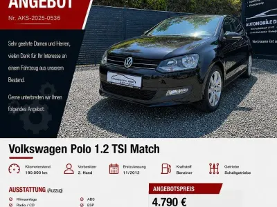 Gebraucht VW Polo Match 90 PS (66 kW) 2012 Schwarz Kleinwagen