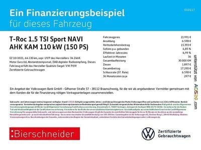 Weiss Gebraucht 2021 VW T-Roc Sport SUV | 21.991 € (Fairer Preis)