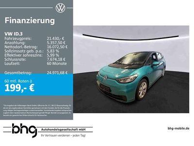Gebraucht VW ID.3 Pro 106 kW (145 PS) 2022 Makenatürkis metallic/schwarz Kleinwagen