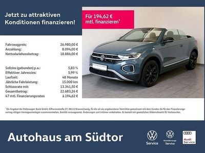 Gebraucht VW T-Roc Cabriolet Style 150 PS (110 kW) 2022 Blau Cabrio