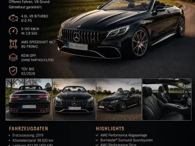 Gebraucht Mercedes S63 AMG AMG 612 PS (450 kW) 2019 Schwarz Cabrio