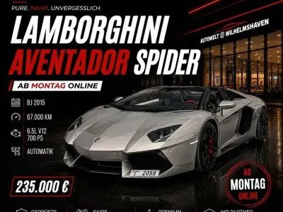 Usata Lamborghini Aventador 700 CV (514 kW) 2015 Argento Cabrio