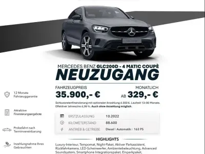 Gebraucht Mercedes GLC200 Night 163 PS (119 kW) 2022 Grau SUV