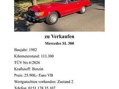Begagnad Mercedes SL380 151 HK (111 kW) 1982 Röd Cab