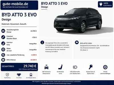 Neu BYD Atto 3 Design 230 kW (313 PS) 2026 Schwarz SUV