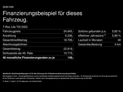 Gebraucht VW T-Roc Life 150 PS (110 kW) 2023 Ravennablau SUV