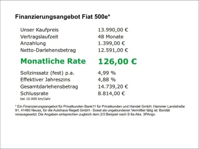 Gebraucht Fiat 500e Action 69 kW (95 PS) 2022 Eis blau) (blau Kleinwagen