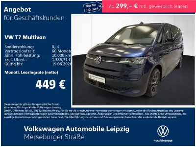 Neu VW Multivan Goal 150 PS (110 kW) 2025 Blau Van / Kleinbus