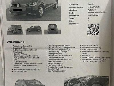 Gebraucht VW Touran Comfortline 150 PS (110 kW) 2019 Blau Van / Kleinbus