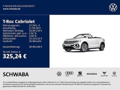 Gebraucht VW T-Roc Cabriolet R-line 150 PS (110 kW) 2023 Pure white/schwarz Cabrio