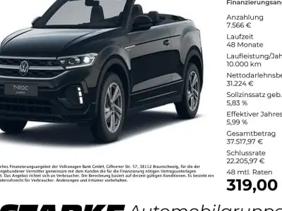 Neu VW T-Roc Cabriolet R-line 150 PS (110 kW) 2026 Schwarz Cabrio