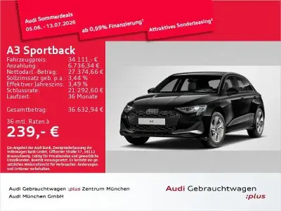 Używany Audi A3 Advanced Plus 150 KM (110 kW) 2025 Czarny Sedan/Limuzyna