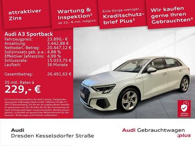 Gebraucht Audi A3 S-Line 204 PS (150 kW) 2022 2y gletscherweiß metallic Limousine