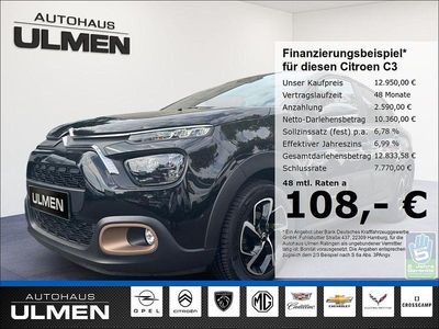 Gebraucht Citroën C3 PureTech 82 PS (60 kW) 2023 Schwarz Kleinwagen