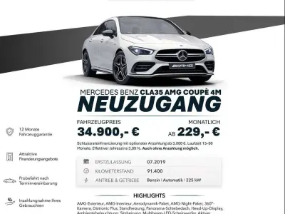 Brugt Mercedes CLA35 AMG Advanced 306 HK (225 kW) 2019 Hvid Coupe