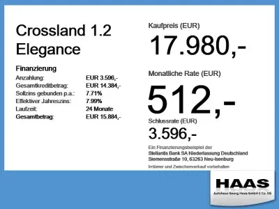 Gebraucht Opel Crossland X Elegance 110 PS (80 kW) 2023 Lackierung schwarz perla nera/metallic k (metallic) SUV