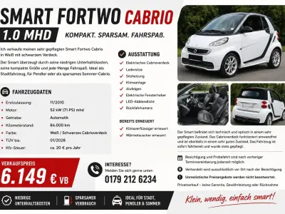 Gebraucht Smart ForTwo Cabrio 71 PS (52 kW) 2010 Cabrio