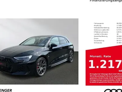 Ny Audi RS3 Sport 400 HK (294 kW) 2026 Sort Sedan
